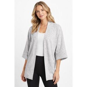 Athleta Lotus Textured Wrap Sweater Gray Open Front Pockets Athleisure XS